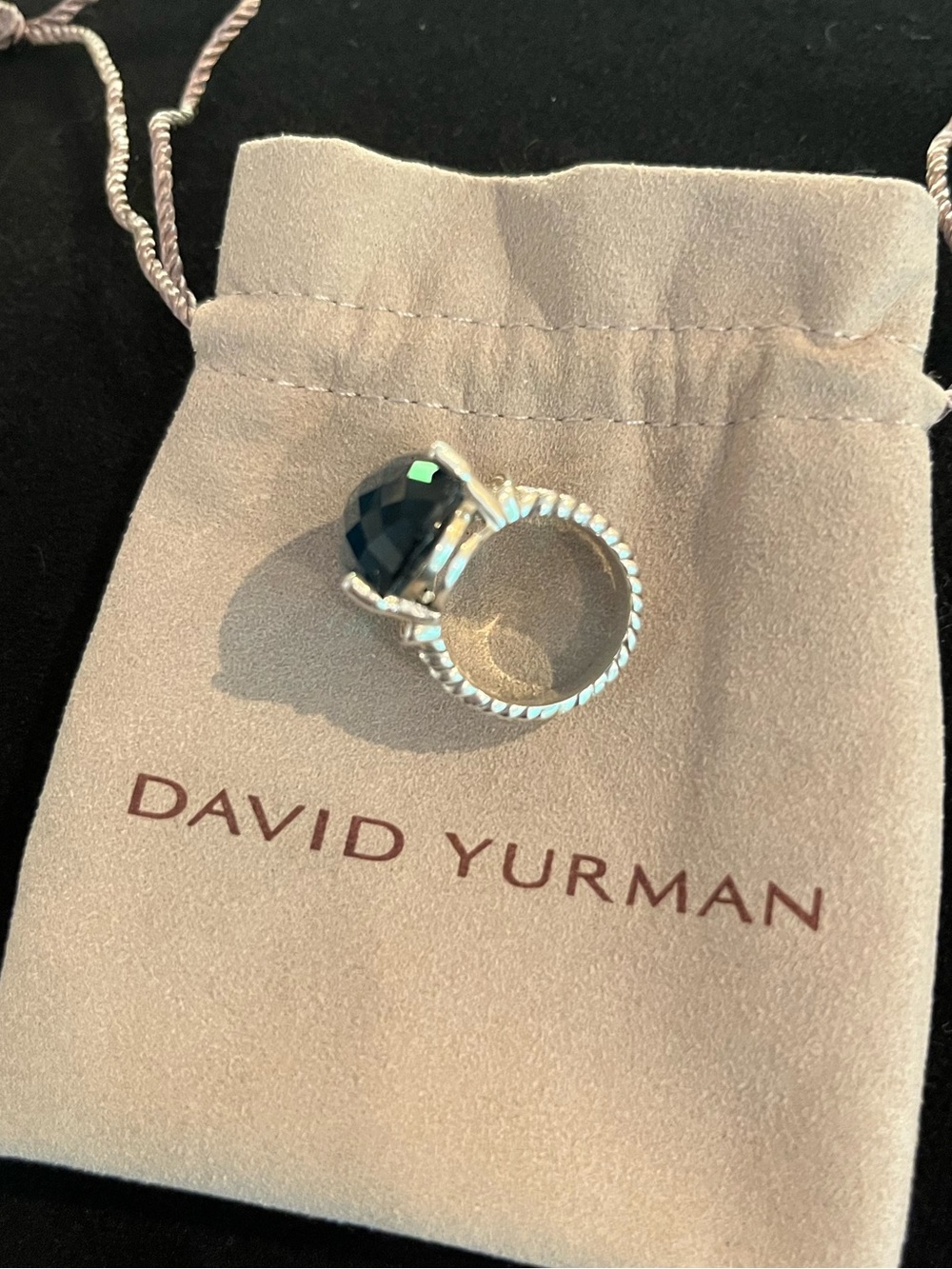 David Yurman Hampton Blue Topaz 16x26 Oval Wheaton Ring Size 7 - Picture 4 of 7